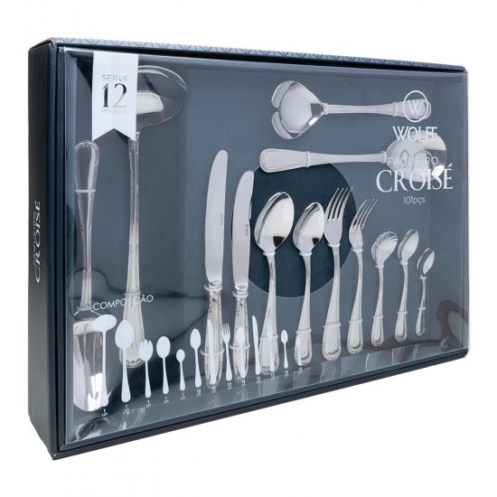 Faqueiro 101 Peças de Aço Inox Com Caixa Litografada Croise